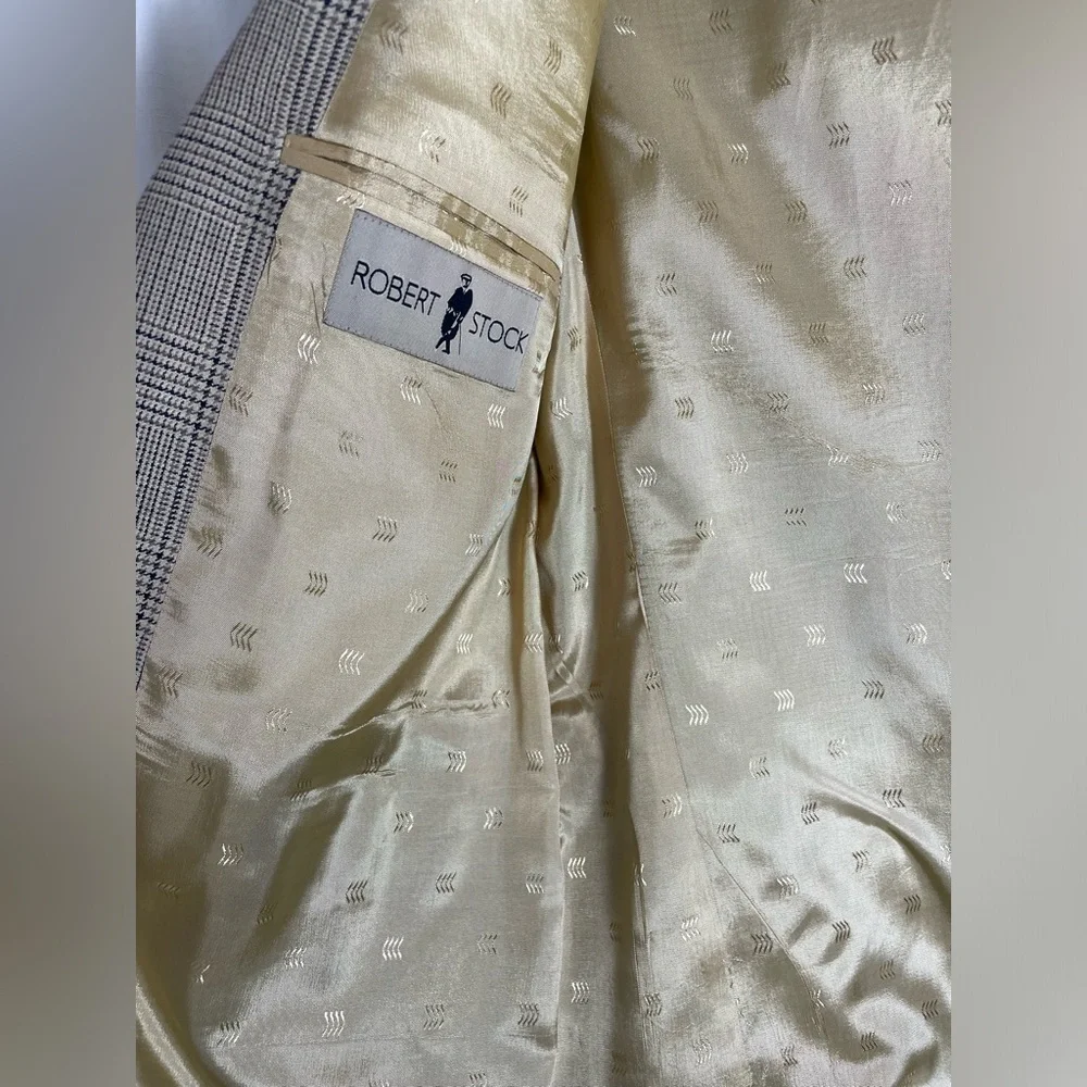 Vtg Wool Men’s Blazer Herringbone Robert Stock - Picture 5 of 15